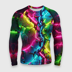 Рашгард мужской Трещина - неон, цвет: 3D-принт