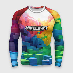 Рашгард мужской Minecraft logo радужный мир, цвет: 3D-принт