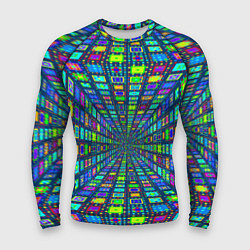Рашгард мужской Абстрактный узор коридор из разноцветных квадратов, цвет: 3D-принт