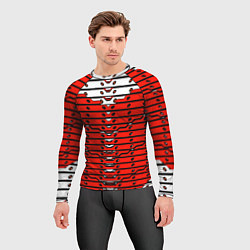 Рашгард мужской Красно-белая техно броня, цвет: 3D-принт — фото 2