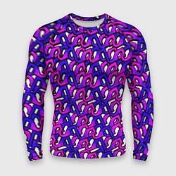 Рашгард мужской Фиолетовый узор и чёрная обводка, цвет: 3D-принт