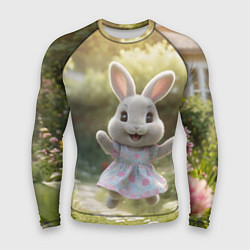 Рашгард мужской Забавный белый кролик в платье, цвет: 3D-принт