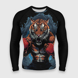 Мужской рашгард Муай - Тай тигр в стойке боевые искусства