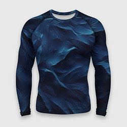 Рашгард мужской Синие глубокие абстрактные волны, цвет: 3D-принт