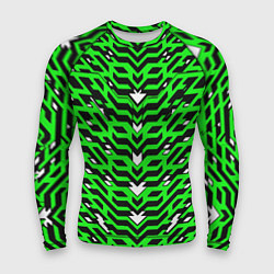 Рашгард мужской Агрессивный зелёный паттерн, цвет: 3D-принт