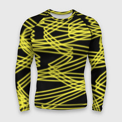 Рашгард мужской Желтые светящиеся линии, цвет: 3D-принт