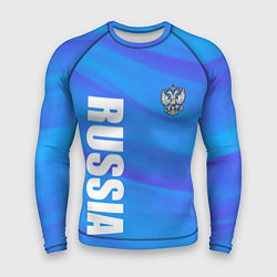 Рашгард мужской Россия - синие волны, цвет: 3D-принт