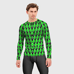 Рашгард мужской Чёрно-зелёный паттерн, цвет: 3D-принт — фото 2