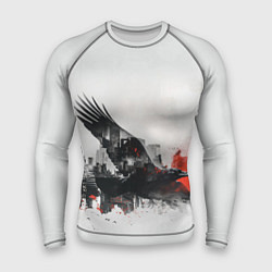 Рашгард мужской Летающий ворон и город, цвет: 3D-принт
