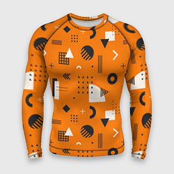 Рашгард мужской Геометрия в стиле мемфис на оранжевом, цвет: 3D-принт