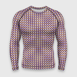 Рашгард мужской Сине-бежевый текстурированный квадраты-рябь, цвет: 3D-принт