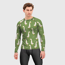 Рашгард мужской Утки на зеленой травке - паттерн, цвет: 3D-принт — фото 2