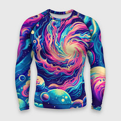 Рашгард мужской Разноцветный бескрайний космос - нейросеть, цвет: 3D-принт