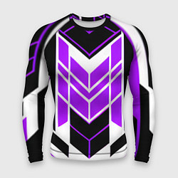 Рашгард мужской Purple and black stripes on a white background, цвет: 3D-принт