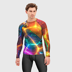 Рашгард мужской Яркий градиент в разломленных плитах с желтым свет, цвет: 3D-принт — фото 2
