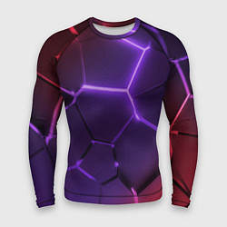 Рашгард мужской Красно-фиолетовые неоновые плиты в разломе, цвет: 3D-принт