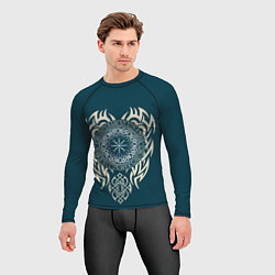 Рашгард мужской Символика северного воина - шлем ужасов агисхъяльм, цвет: 3D-принт — фото 2