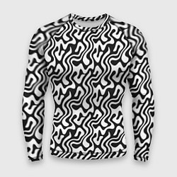 Рашгард мужской Черно-белый узор с абстрактными линиями, цвет: 3D-принт