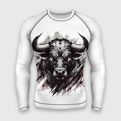 Рашгард мужской Гранж - портрет быка: голова, цвет: 3D-принт