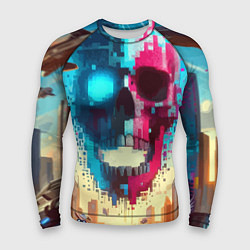 Мужской рашгард Cool vanguard neon cyber skull - ai art