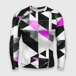 Рашгард мужской Black and pink abstraction on a white background, цвет: 3D-принт