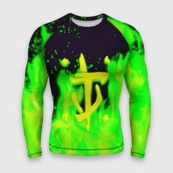 Рашгард мужской Doom кислотный огонь лого, цвет: 3D-принт