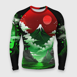 Рашгард мужской Япония красно-зеленая природа, цвет: 3D-принт