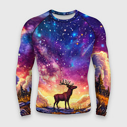 Рашгард мужской Лось и звездное небо, цвет: 3D-принт