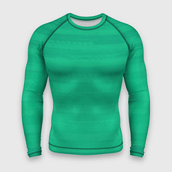 Рашгард мужской Изумрудный зелёный однотонный с полосами, цвет: 3D-принт