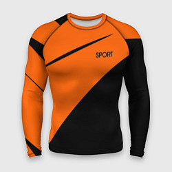 Рашгард мужской Sport оранжевый с чёрным, цвет: 3D-принт