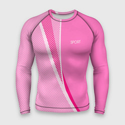 Рашгард мужской Sport розовый с полосой, цвет: 3D-принт