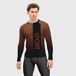Рашгард мужской Sport коричневый вертикальная полоса, цвет: 3D-принт — фото 2