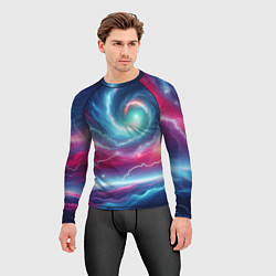 Рашгард мужской Spiral neon galaxy - ai art fantasy, цвет: 3D-принт — фото 2
