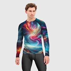 Рашгард мужской Fantastic neon space landscape - ai art fantasy, цвет: 3D-принт — фото 2