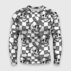 Рашгард мужской Черепа и клетчатый фон с дырами, цвет: 3D-принт