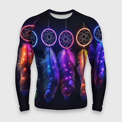 Рашгард мужской Ловцы снов - свечение перьев, цвет: 3D-принт