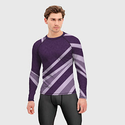 Рашгард мужской Фиолетовый абстрактный с полосой, цвет: 3D-принт — фото 2