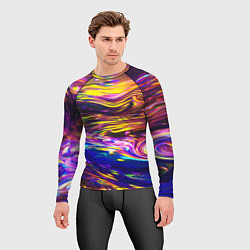Рашгард мужской Неоновые полосы текстура, цвет: 3D-принт — фото 2