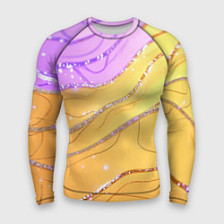 Рашгард мужской Фиолетово-золотая текстура с блестяшками, цвет: 3D-принт