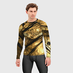 Рашгард мужской Золото с черной текстурой, цвет: 3D-принт — фото 2