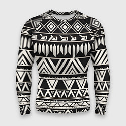 Рашгард мужской Черно белый орнамент в этническом стиле, цвет: 3D-принт