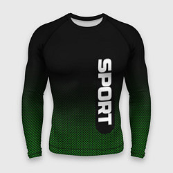 Рашгард мужской Sport чёрно-зелёный текстурный, цвет: 3D-принт