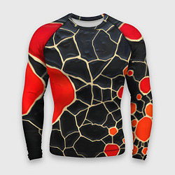 Рашгард мужской Красная абстракция на черном лаке, цвет: 3D-принт