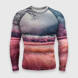 Рашгард мужской Поле и деревья пейзаж - инфракрасный стиль, цвет: 3D-принт