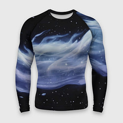 Мужской рашгард Синяя волна в космосе - текстура