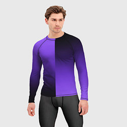 Рашгард мужской Чёрно-сиреневый градиент пополам, цвет: 3D-принт — фото 2