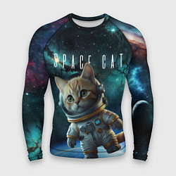Рашгард мужской Кот в космосе среди галактик, цвет: 3D-принт