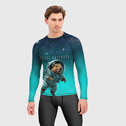 Рашгард мужской Капибара в космосе на фоне звезд, цвет: 3D-принт — фото 2
