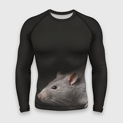 Рашгард мужской Крыса крупным планом на черном фоне, цвет: 3D-принт