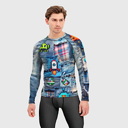 Рашгард мужской Пиксельная ракета, цвет: 3D-принт — фото 2